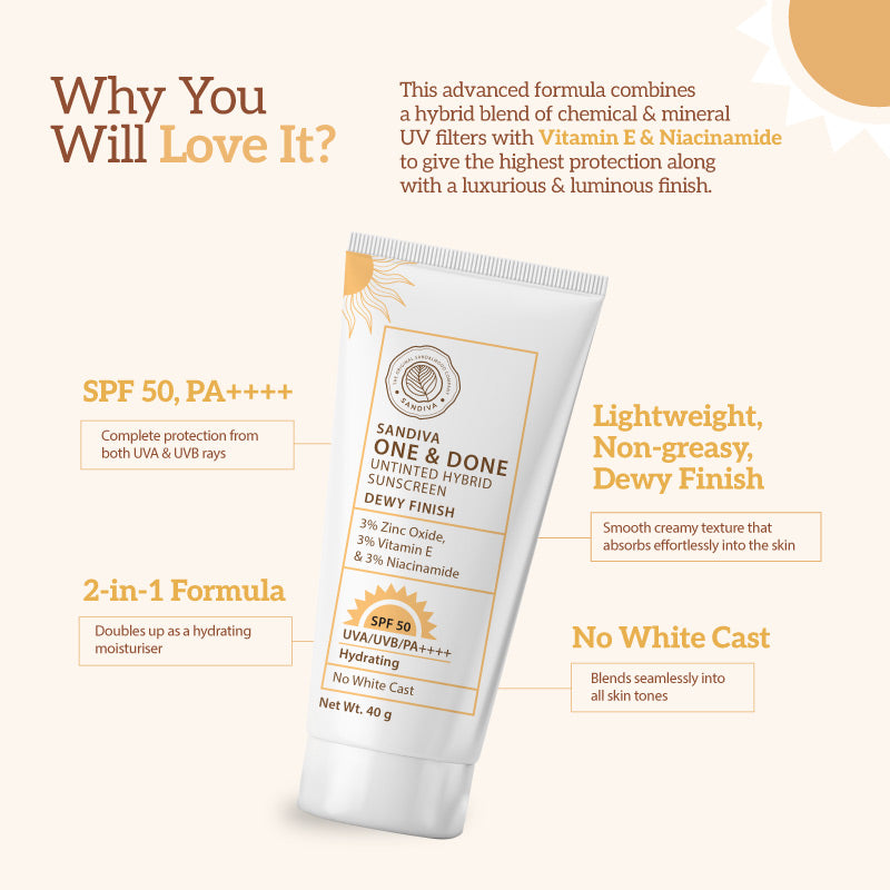 One & Done Untinted Hybrid Sunscreen SPF 50 - Dewy finish