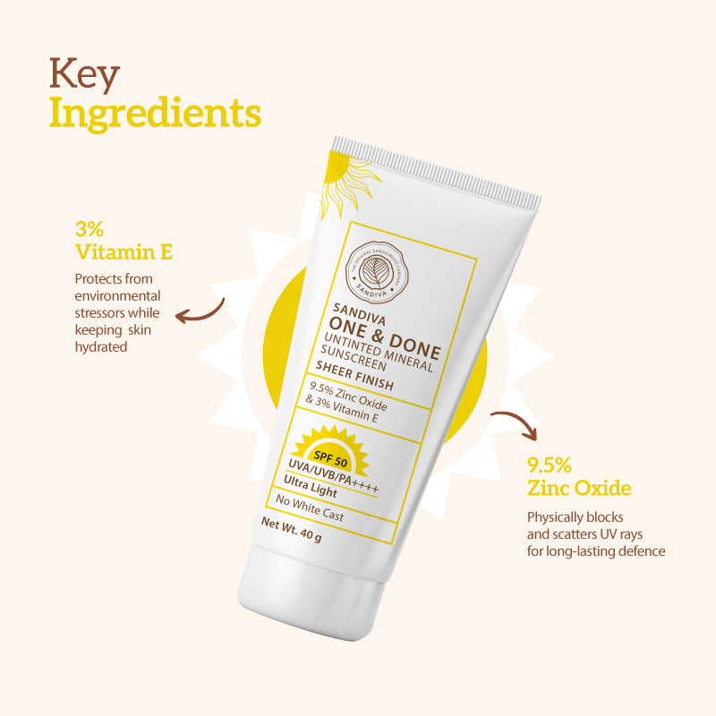 One & Done Untinted Mineral Sunscreen SPF 50 - Sheer finish