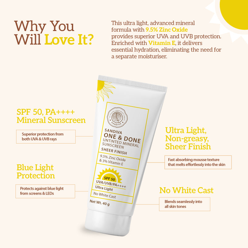 One & Done Untinted Mineral Sunscreen SPF 50 - Sheer finish